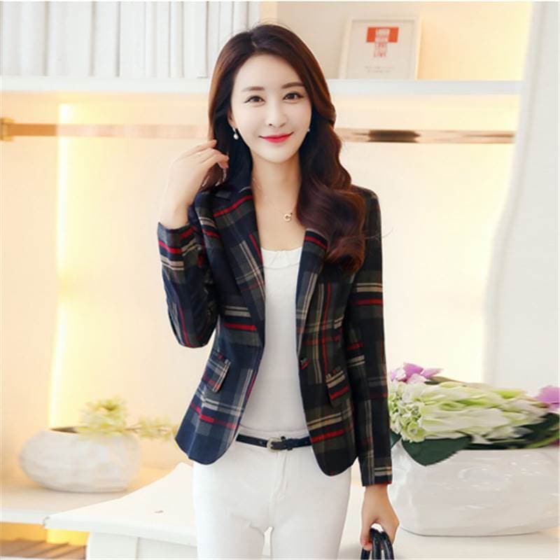 ジャケット テーラード レディース チェック柄 ショート丈 アウター 襟付き 長袖 秋 冬 S M L XL 2XL ブルー レッド 10代 20代 30代 40代 個性的 レトロ ファッション おし