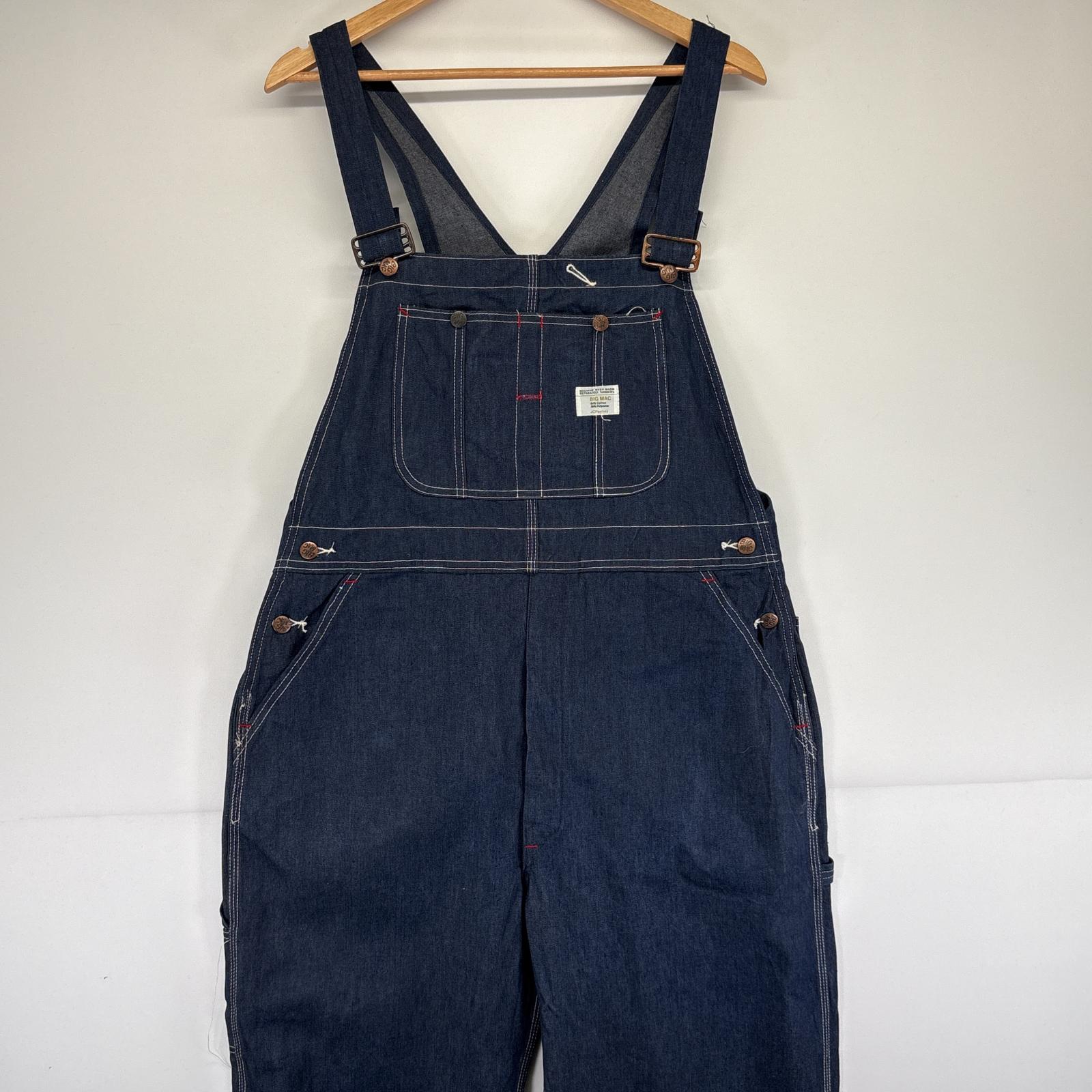 古着 70s/70年代 ヴィンテージ ビッグマック BIG MAC オーバーオール デッドストック 紙タグ デニム ワーク JC Penny w40 L30 ネイビー系 メンズ