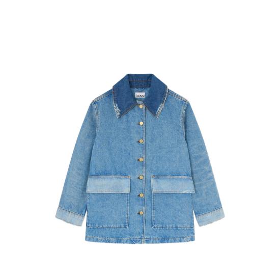 GANNI Women Denim Jackets A1010179 567 BLUE