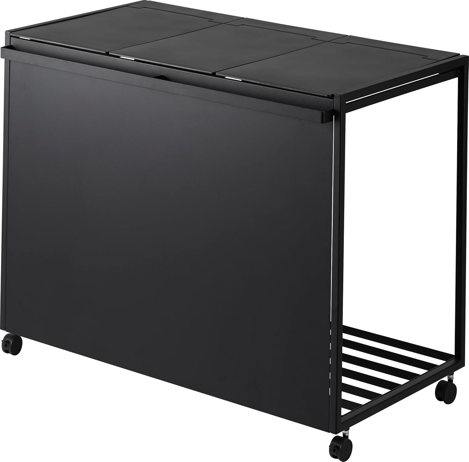 山崎実業(Yamazaki) 蓋付き 目隠し 分別 ダストワゴン 45L 3分別 ブラック W76×D44×H60cm(キャスター含む) タワー tower ハンドル・キャスター付き ゴミ箱 1823