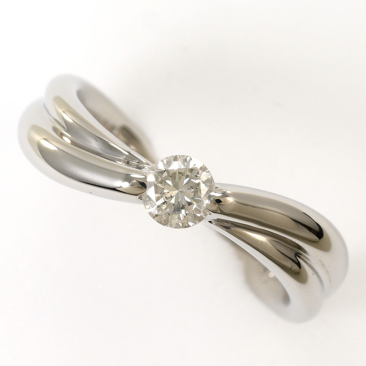 PT1000 プラチナ リング・指輪 10.5号 ダイヤモンド 0.26ct SI2 鑑定書 総重量約6.4g ジュエリー 中古