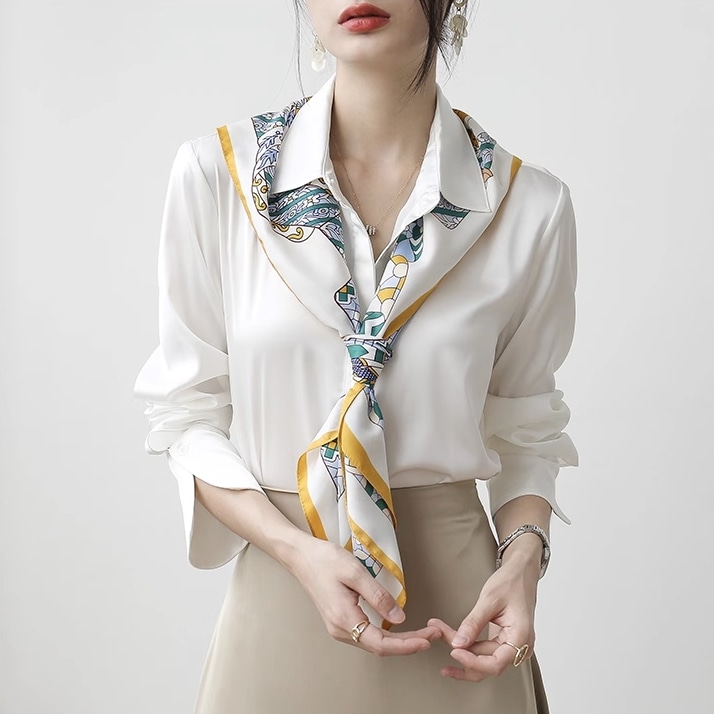 トップス シャツ ブラウス 白シャツ 白トップス デザイン 袖あり 7分袖 七分袖 襟付き フレア 薄手 きれいめ シンプル 大人 上品 おしゃれ お洒落 大人女子 個性的 クール エレガント