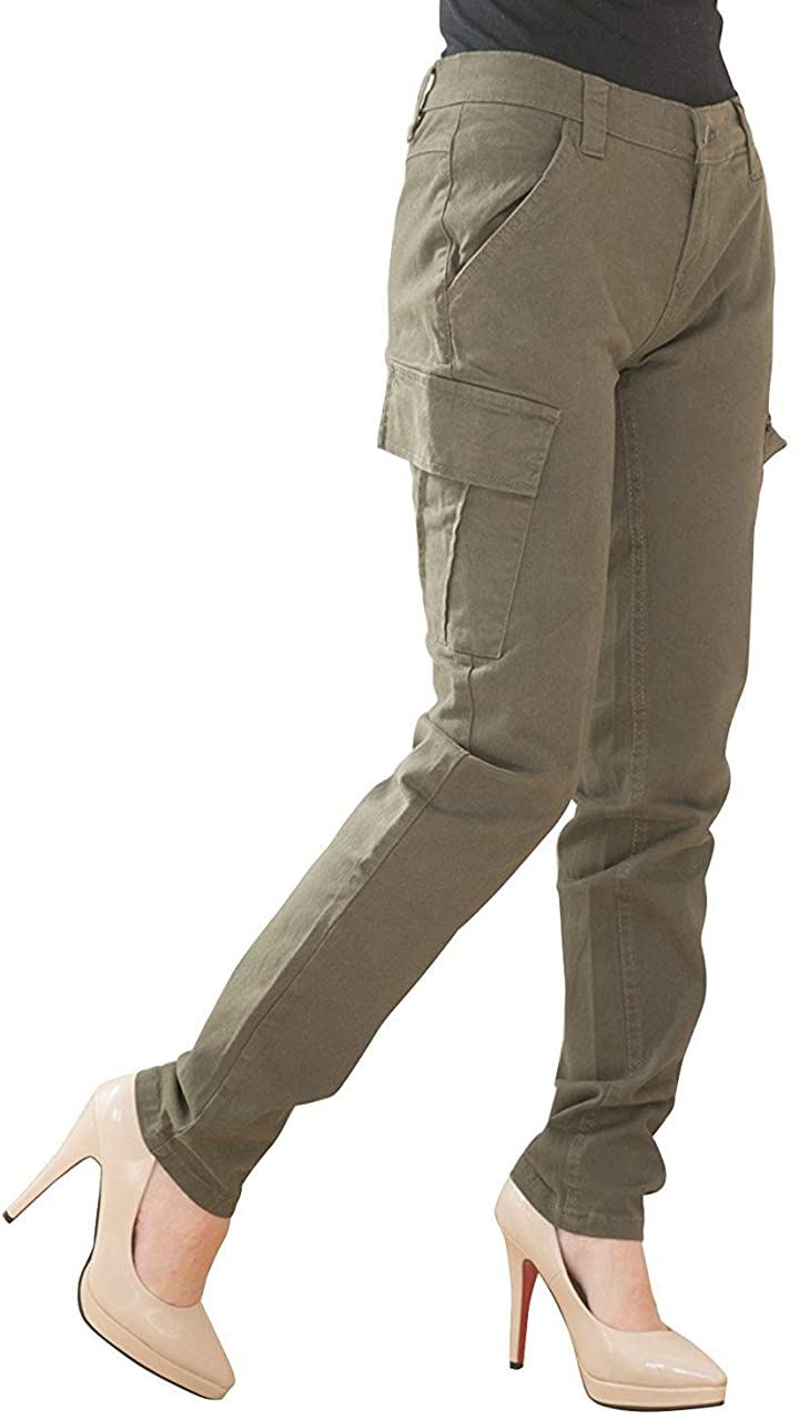 カーゴパンツ ストレッチ アウトドア ワークパンツ チノパン ジョガーパンツ 大きいサイズ レディース(カーキ, LL) 5,681円