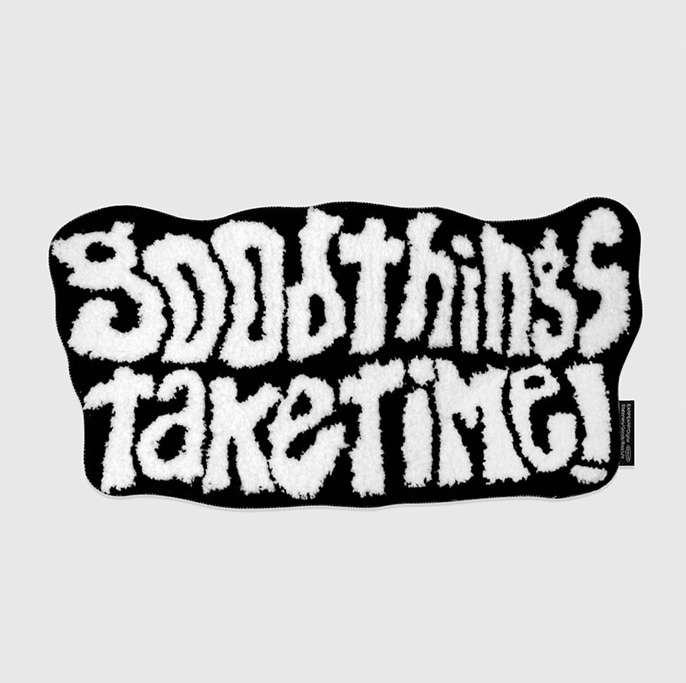 GOOD THINGS TAKE TIME RUG BLACK