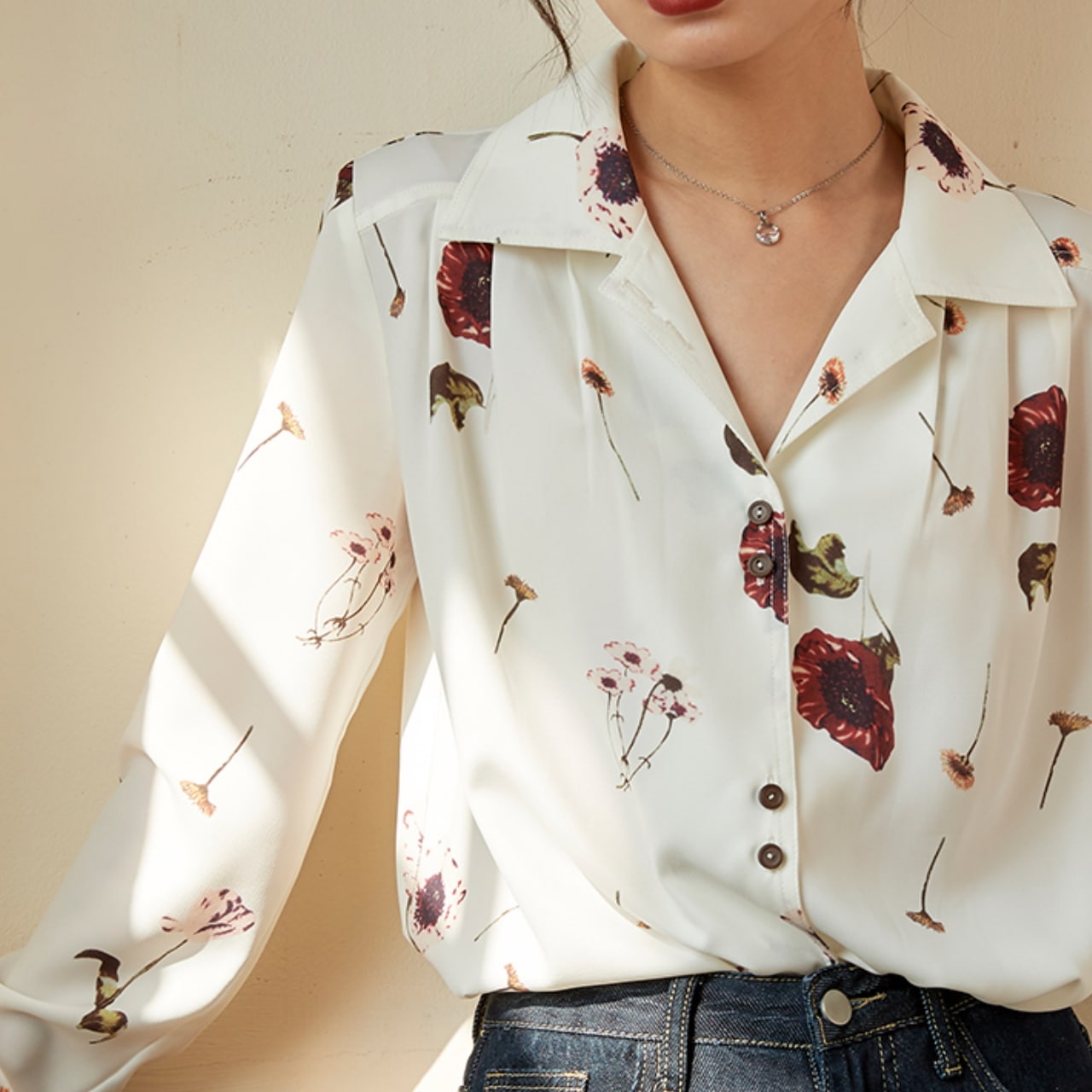 トップス シャツ レディース 袖あり 襟あり 長袖 ストレート 単列マルチボタン ボタン レトロ ルーズ プリント セクシー かわいい 大人可愛い きれいめ 大人 おしゃれ お洒落 大人女子 こなれ感