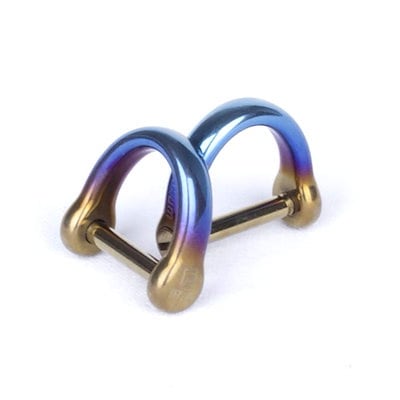 他サイト： [TISUR] キーリング チタンシャックル 鍵 車 バイク キーホルダー かわいい Dリング スマートキー用に キーチェーン 艶のある表面 (チタン Dリング 虹色/S*2個)の商品画像