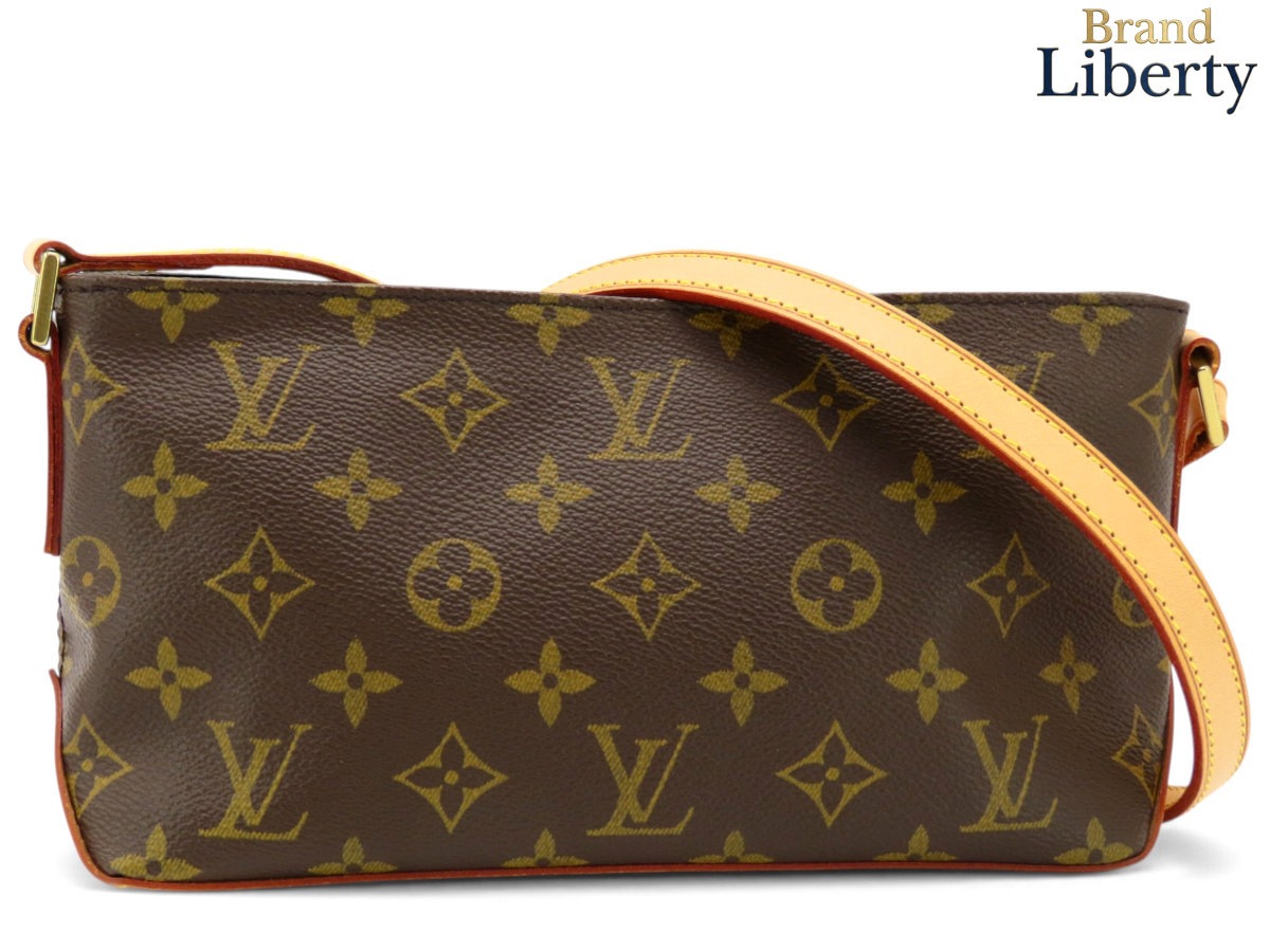 ほぼ新品ルイヴィトンLOUISVUITTONモノグラムトロター斜め掛けショルダーバッグポーチポシェットダークブラウンPVCレザーM51240
