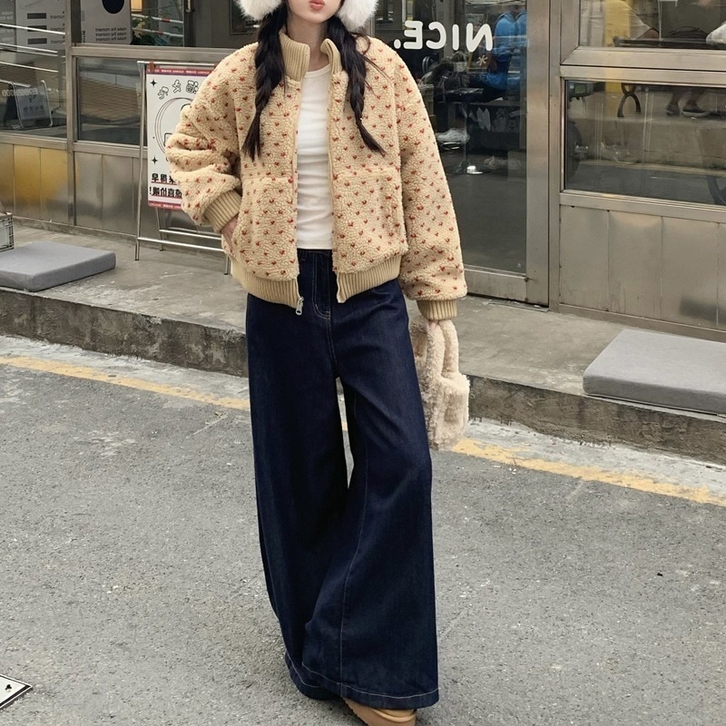 アウターファー毛皮アウター気品スタンドカラーゆったり保温厚手模倣ラム毛コート女百合カジュアルカーディガンウールトップスブーム 4,961円