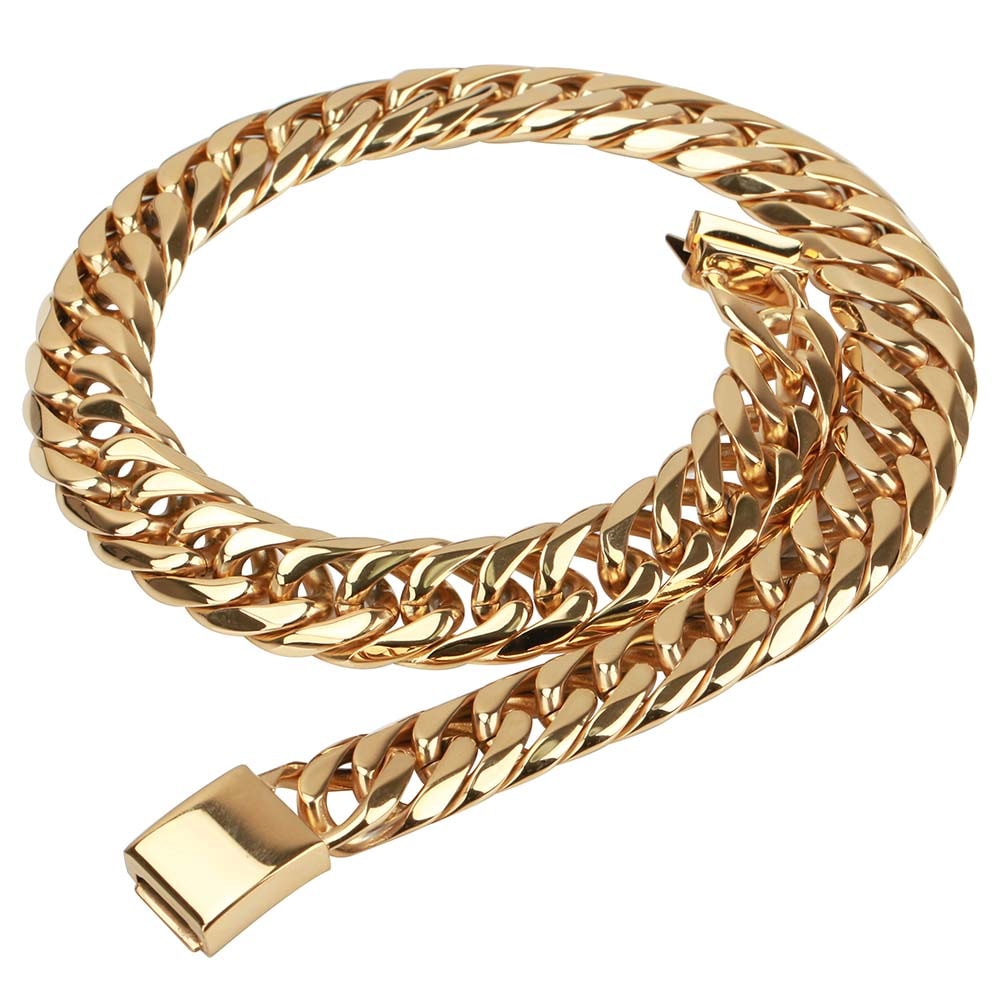 ステンレス ダブル喜平ネックレス [n310-gold-19mm]