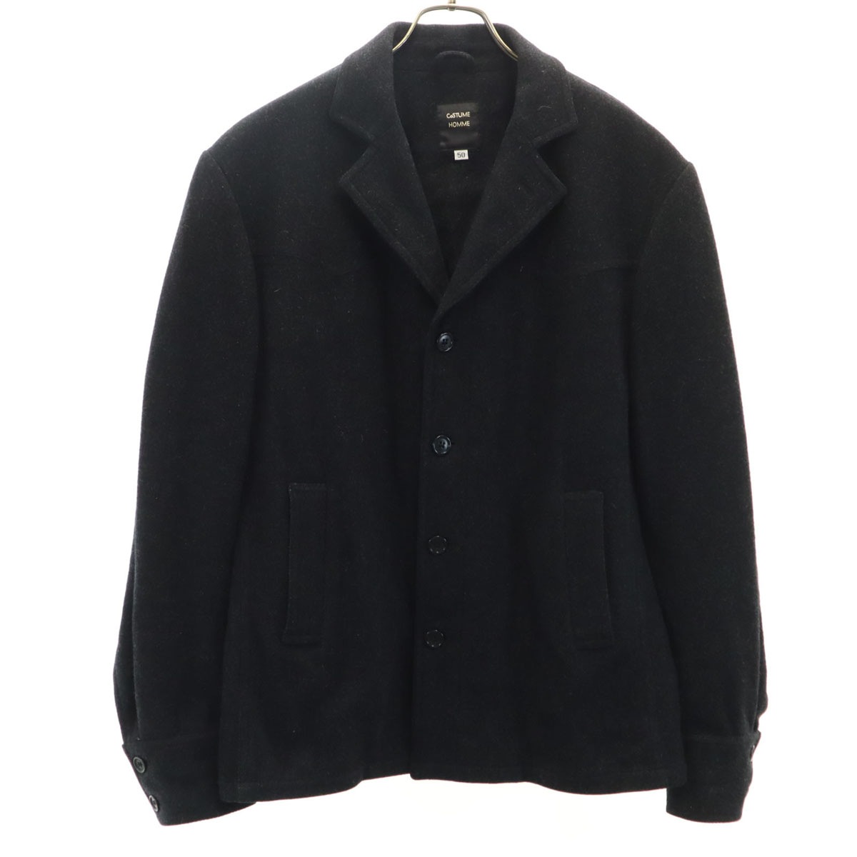 CoSTUME HOMME コスチュームオム イタリア製 メルトン ジャケット 50 ブラック メンズ 古着