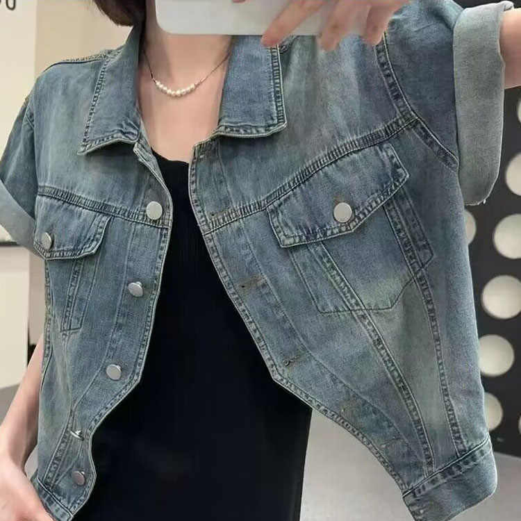 出荷が早い店長おすすめ！レディース ゆったり ジャン デニム 服 レディースファッション カジュアル 春秋 デニムジャケット なリプニット 4,758円