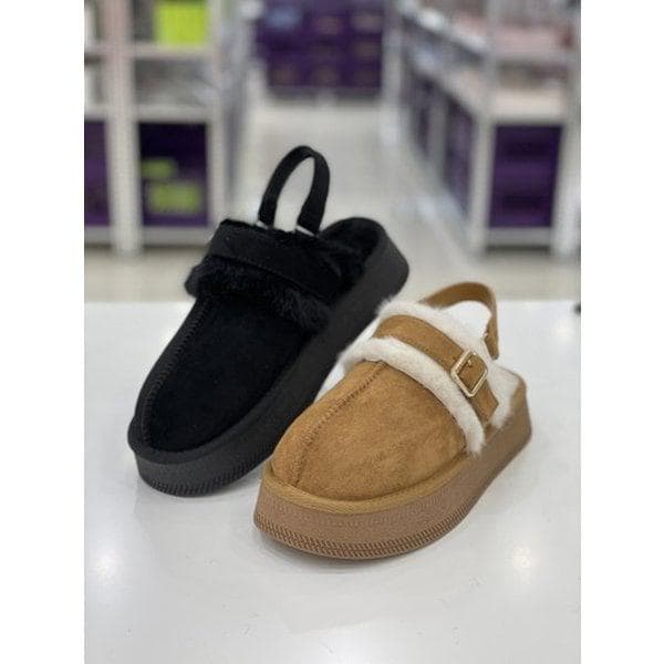 軽量クッションファー起毛ウールレディーススリッパLCWA76U54C_GN