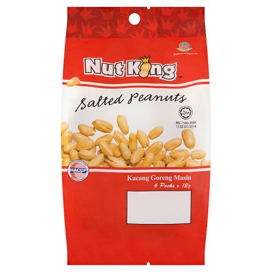 Nut King Salted Peanuts 6 Packs x 12g