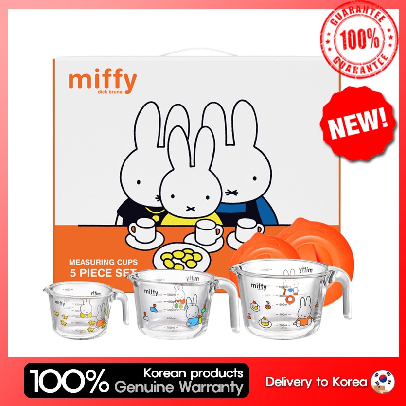 [公式 正規品] ミッフィー 耐熱 ガラス 計量カップ 3種 +ふた 2種 セットmiffy MEASURING CUP 3p SET 韓国限定パイレックス