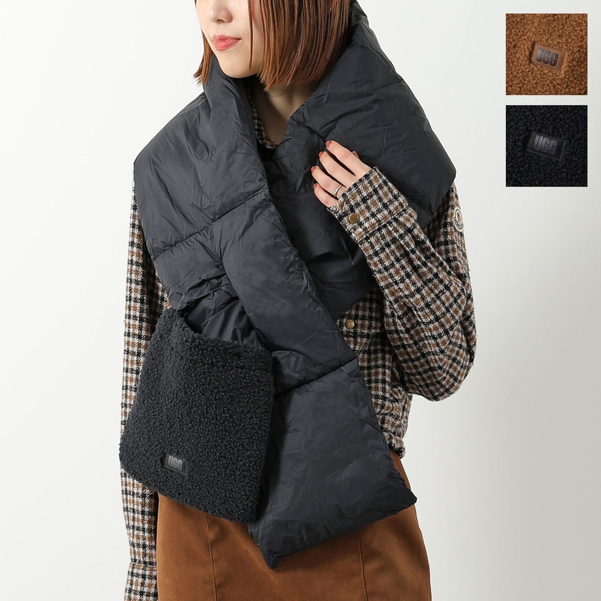 UGG アグ マフラー W AW UGGfluff PACKABLE SCARF フラッフ パッカブル スカーフ 102822 レディース 中綿入り フリース ボア ストール ロゴ カラー2色