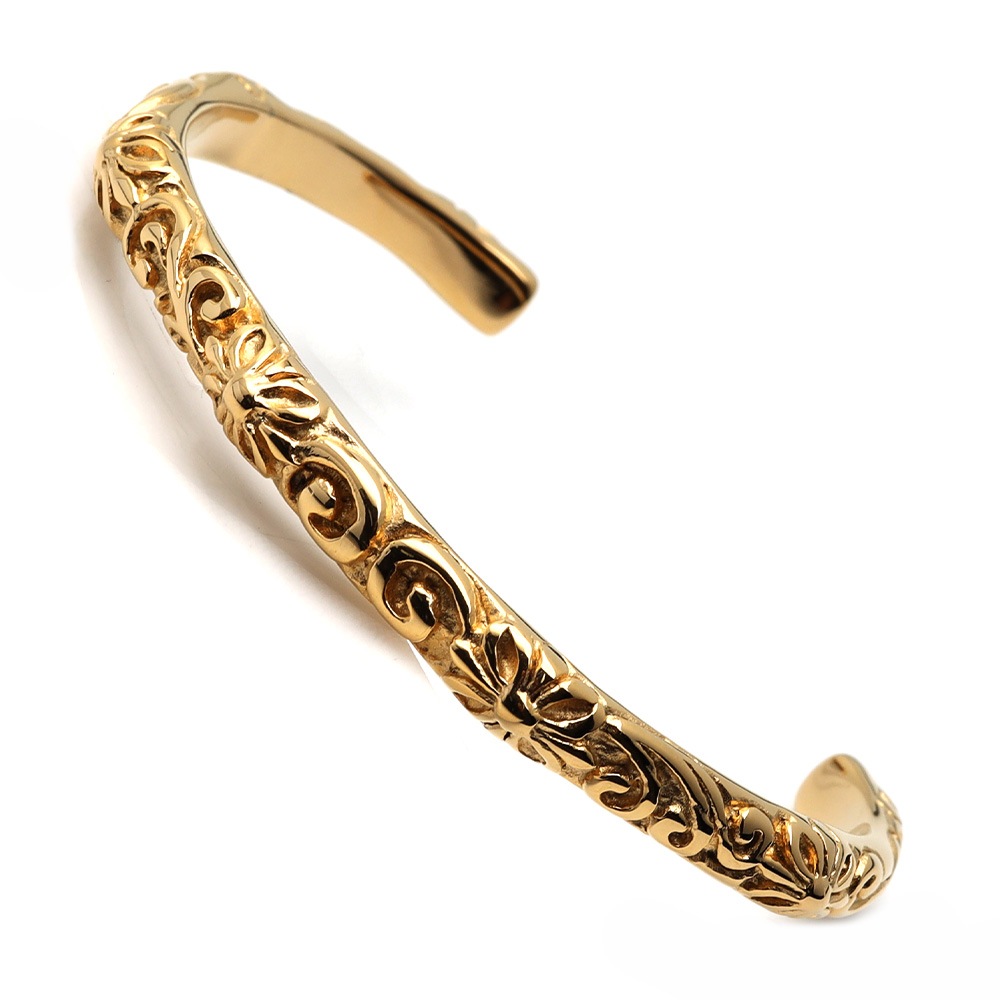 ステンレス クロスバングル ゴールド [b083]