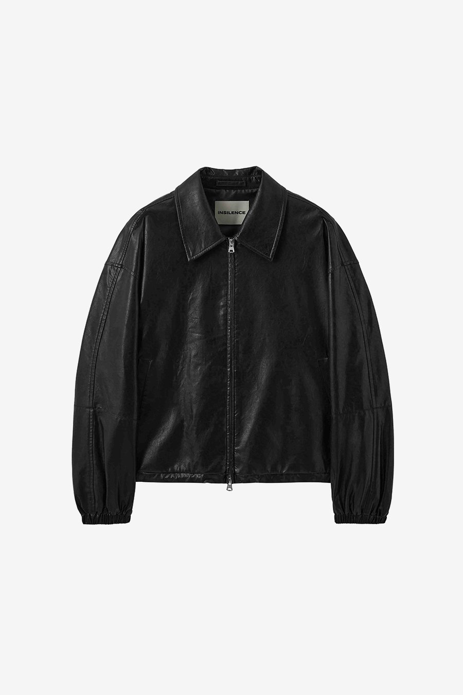 【INSILENCE】 MINIMAL VEGAN LEARTHER OVERSIZED-FIT JUMPER : BLACK