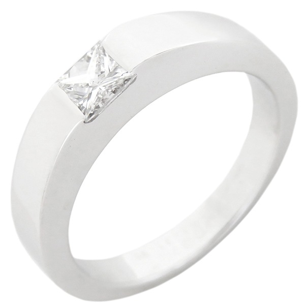 カルティエ Cartier リング 指輪 タンクリング K18WG ダイヤモンド ホワイトゴールド #48(JP8) 750 18金 18K 8号 【箱】【中古】