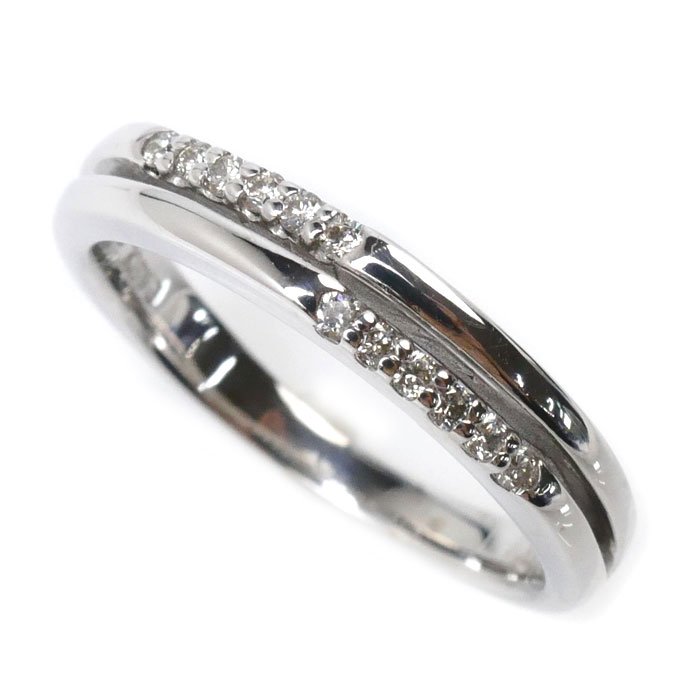 K18WG ホワイトゴールド ダイヤ リング・指輪 ダイヤモンド0.12ct 11号 3.6g レディース 中古