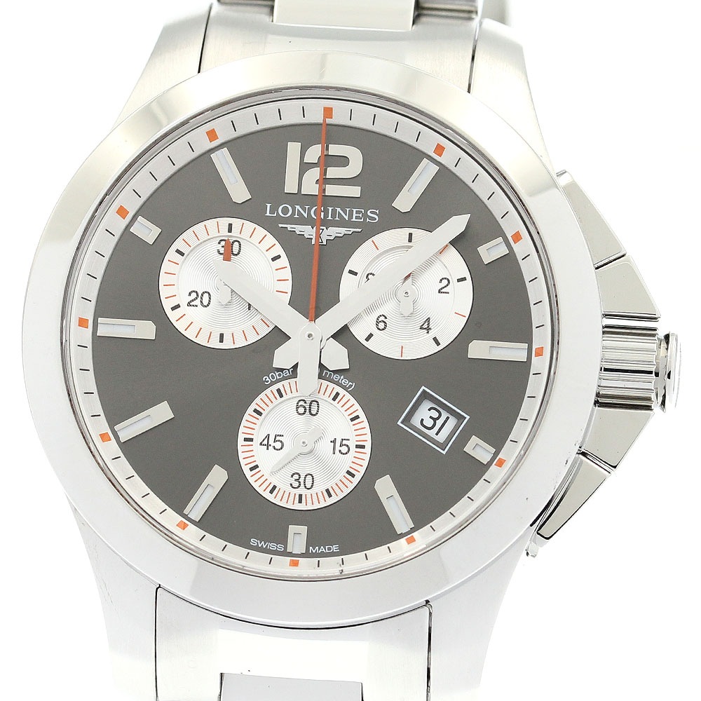 ロンジン LONGINES L3.379.4 コンクエスト クロノグラフ クォーツ メンズ 美品 _882074【中古】