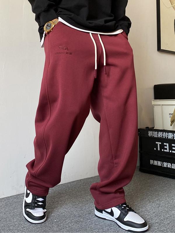 コーデ メンズ シンプル ファッション オシャレ かっこいい 大きいサイズ ストリート 紳士 無地 カジュアル スウェット パンツ ドローストリング ワイド レッグ スポーツ パンツ