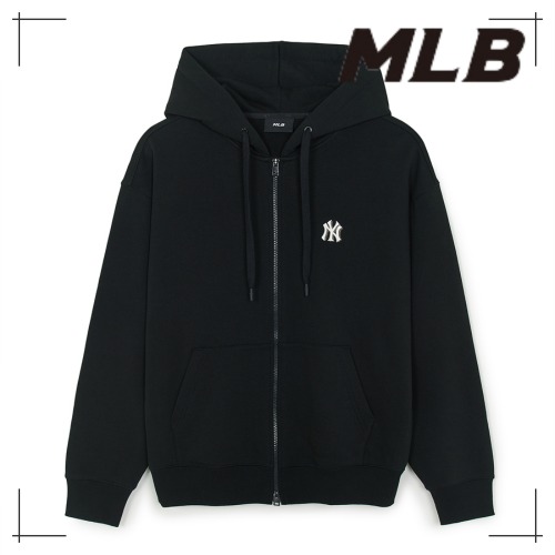 MLB公式 フードパーカー Basic Medium Logo Hooded Zip-Up NY (Black)