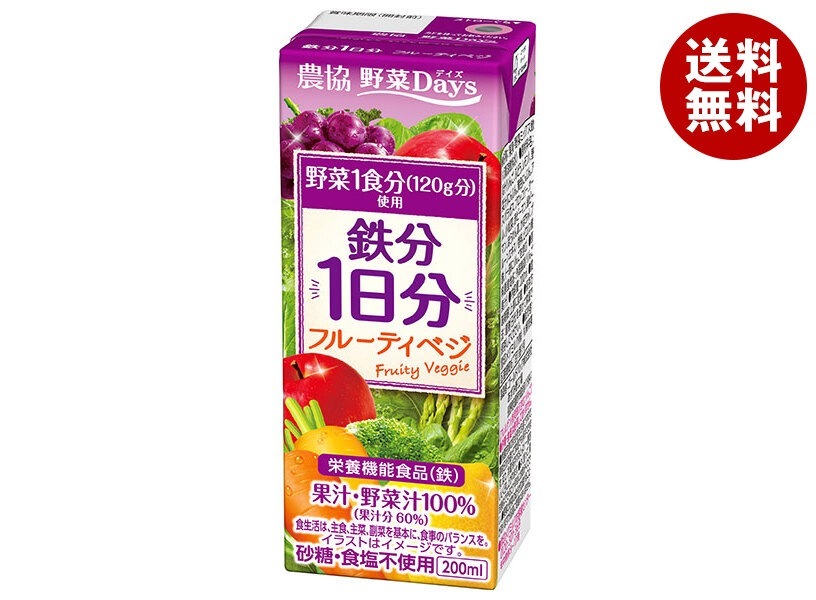 雪印メグミルク 農協 野菜Days 鉄分1日分 フルーティベジ 200ml紙パック×24本入×(2ケース)
