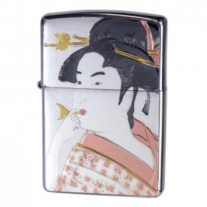 ZIPPO 電鋳板 ビードロを吹く女