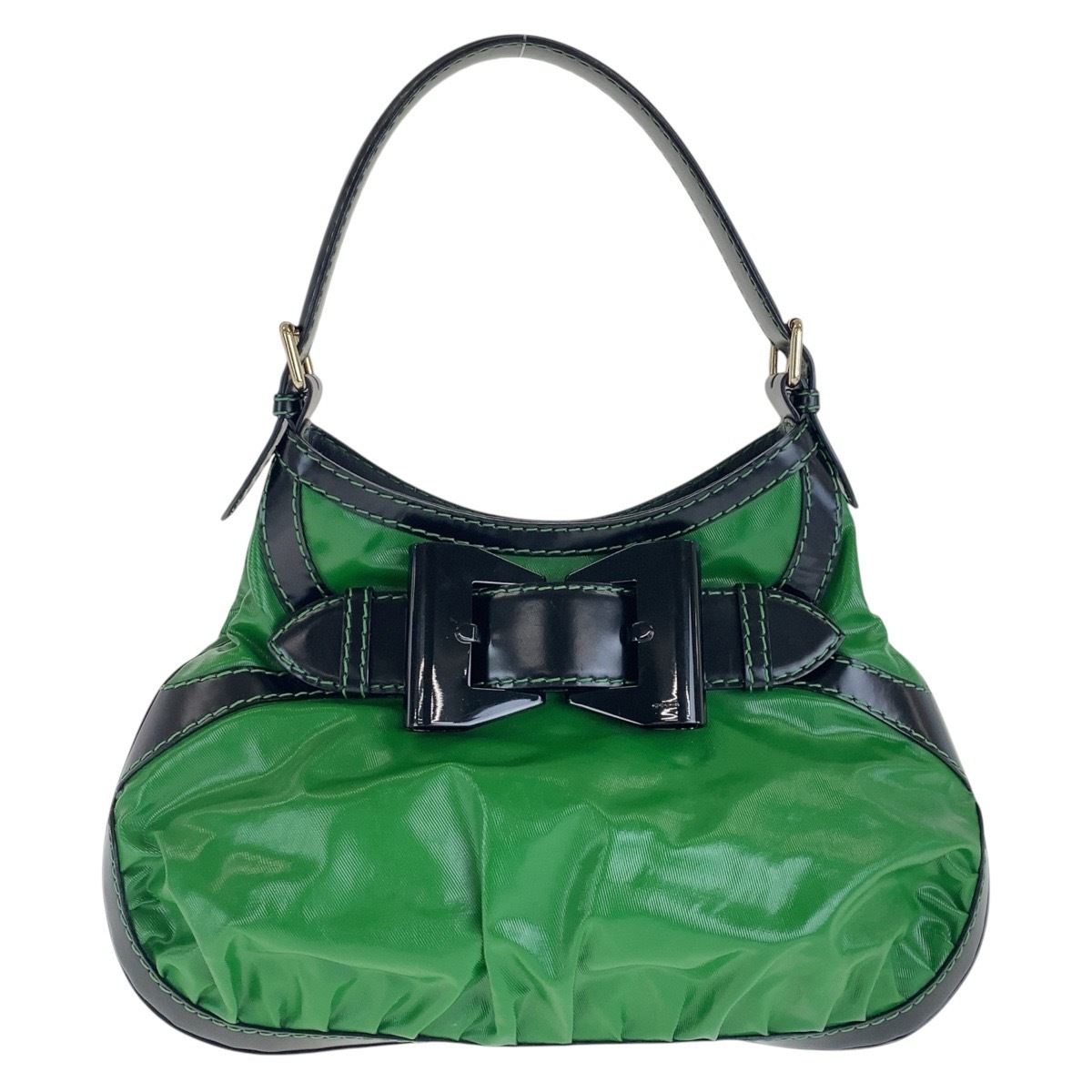 グリーン ブラック ゴールド金具 ナイロン/レザー 189885 ショルダーバッグ ホーボー レディース 501080 50,640円