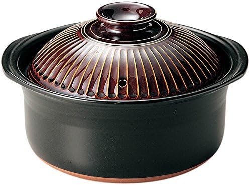 萬古焼 銀峯陶器 菊花 ごはん土鍋 (飴釉, 5合炊き)