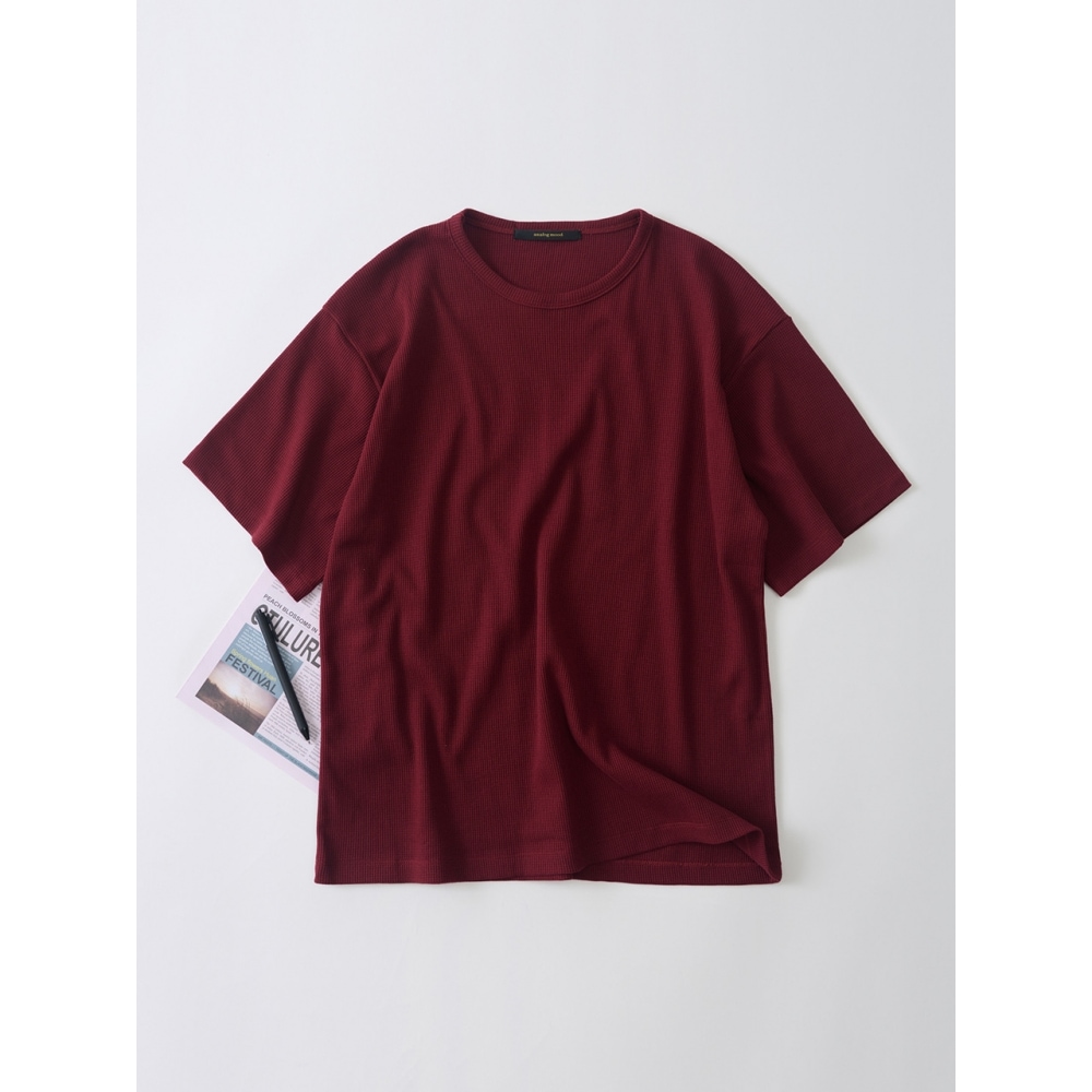 Analogmood ワッフルベーシック半袖Tシャツ (バーガンディー)