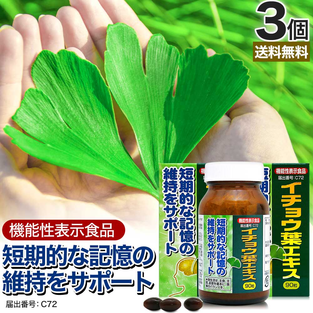 機能性表示食品イチョウ葉エキス 90粒*3個 約90日分 イチョウ葉サプリ イチョウ葉エキス サプリメント サプリ