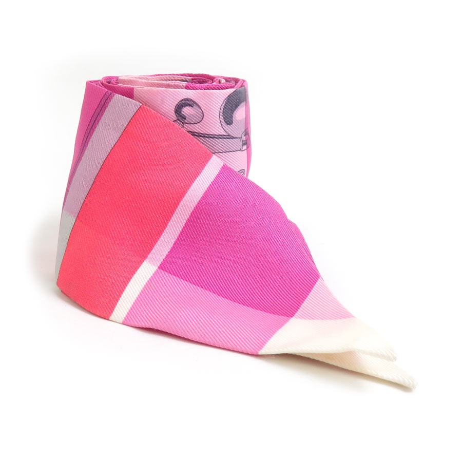 エルメス HERMES スカーフ ツイリー シルク ピンク/パープル/ホワイト レディース e60202a