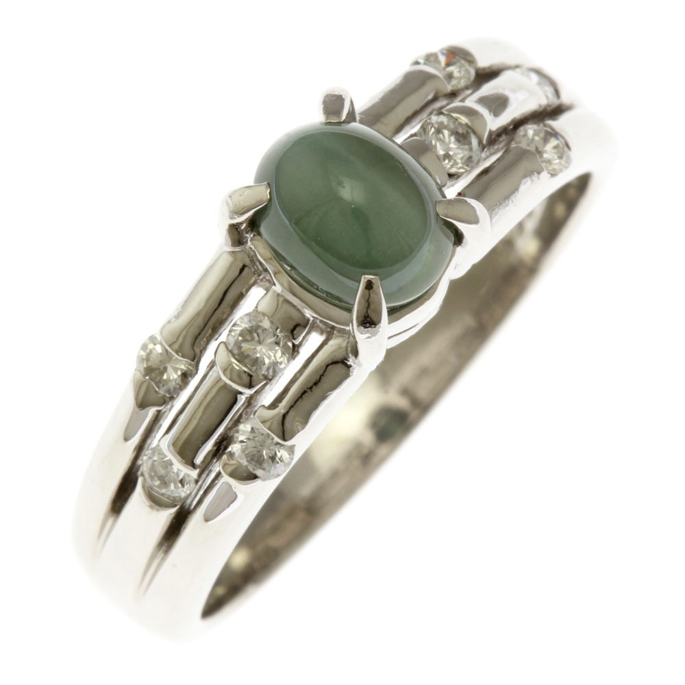 リング 指輪 11.5号 Pt900プラチナ キャッツアイ 中古 美品