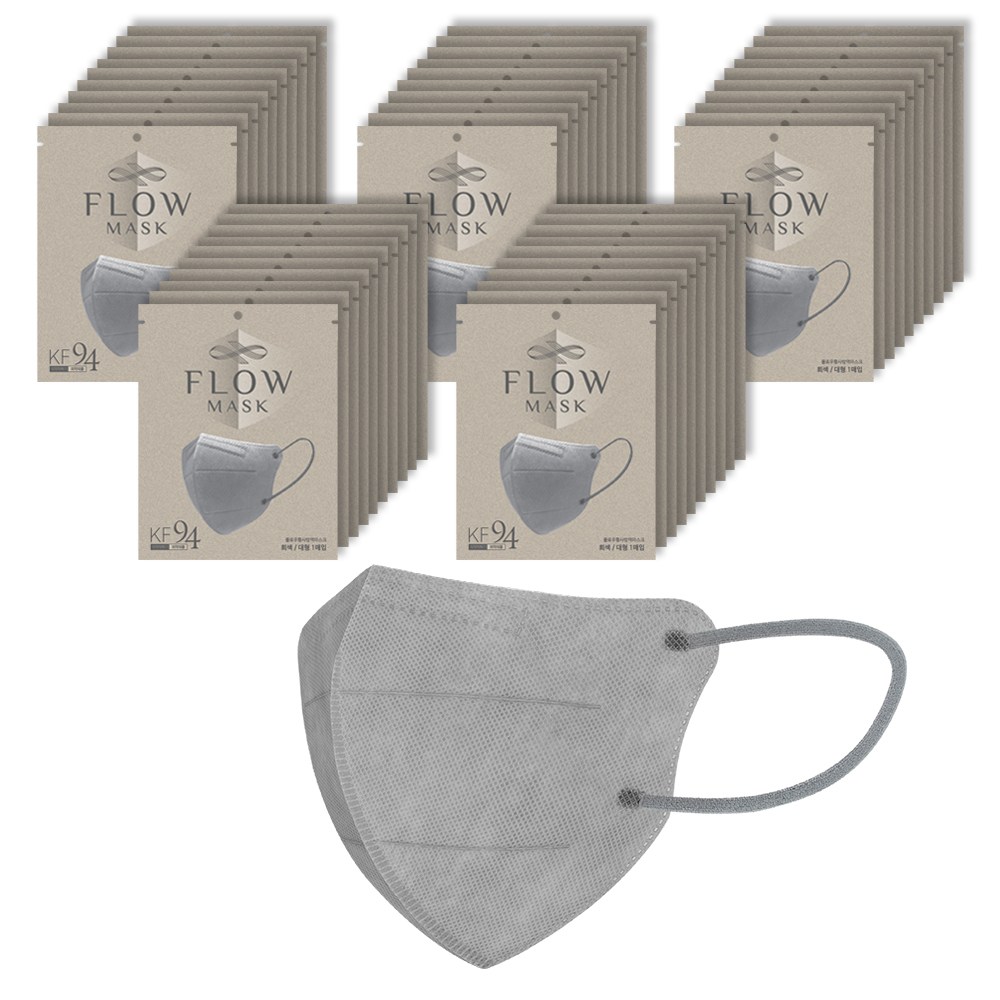 FLOWくちばし型マスク大型50枚(GRAY)耳が痛くなる呼吸しやすい