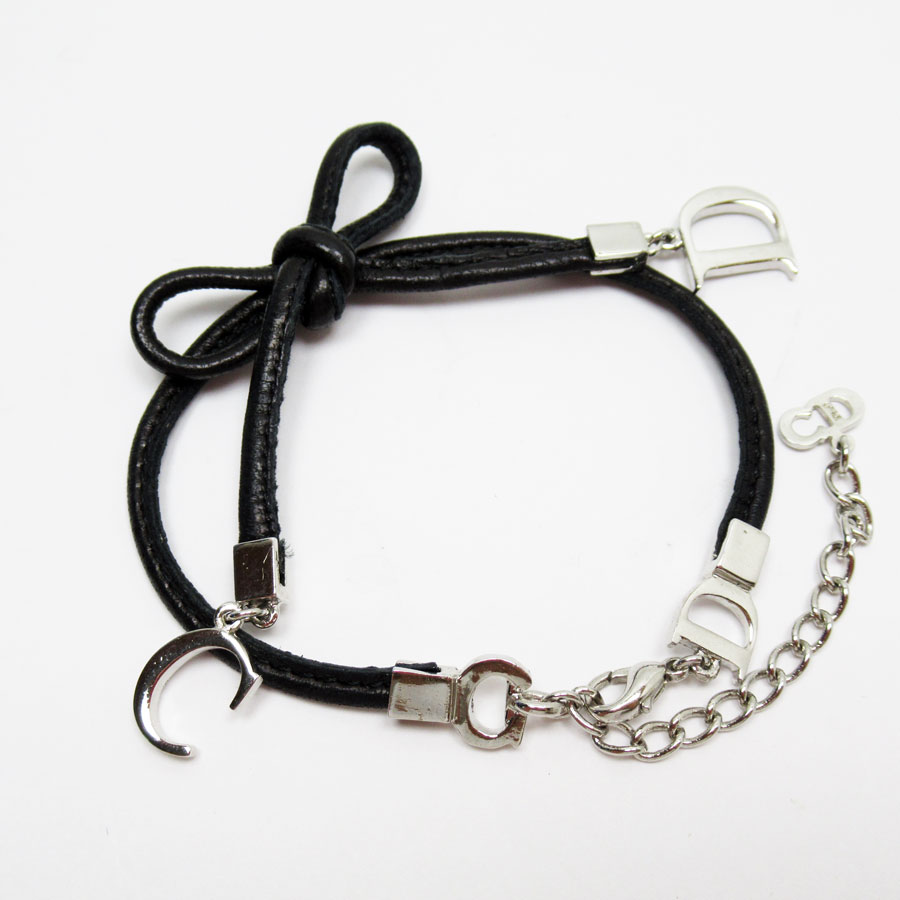 クリスチャンディオール Christian Dior ブレスレット レザー/メタル ブラック レディース t19011a