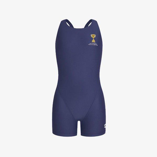 女児用屋内水着 リトルメダリスト 子供用 3部丈 ハーフレッグ レーサーバック (A6SG1GL09NVY)