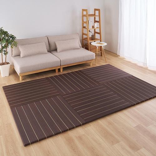 【メーカー直送品】萩原 【12枚組】置き畳 凛 約82×82×2.5cm ブラウン