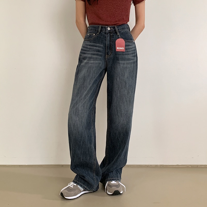 [tje0512] 韓国ファッシコットン デニム ワイド パンツ