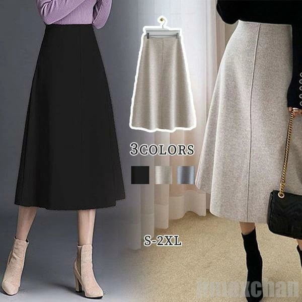 気楽 スカート レディース フレアスカート ラシャ ロング丈 ラシャスカート ロング丈スカート Aライン ミモレ丈 ハイウエスト ロング 冬物 シンプル ボトムス カジュアル 秋冬