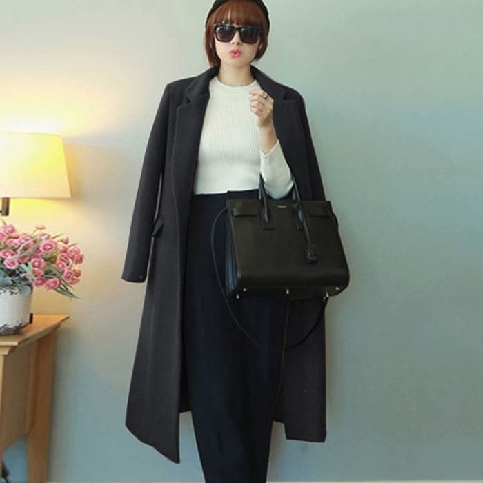 5193.ロング丈ウールチェスターコート（ブラック）2019 春夏 sale アウター ジャケット 美ライン おしゃれ きれいめ オフィス ビジネス お出かけ パーティー 女子会 普段使い 通勤 通学