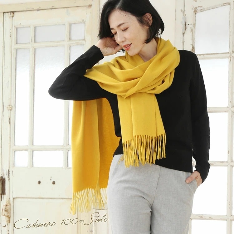カシミヤ ストール レディース 大判 厚手 【200cm×70cm】 【名入れ刺繍可能】 カシミヤストール レディースストール カシミヤ100％ 無地 秋冬 単色 シンプル マフラー 暖かい 30代