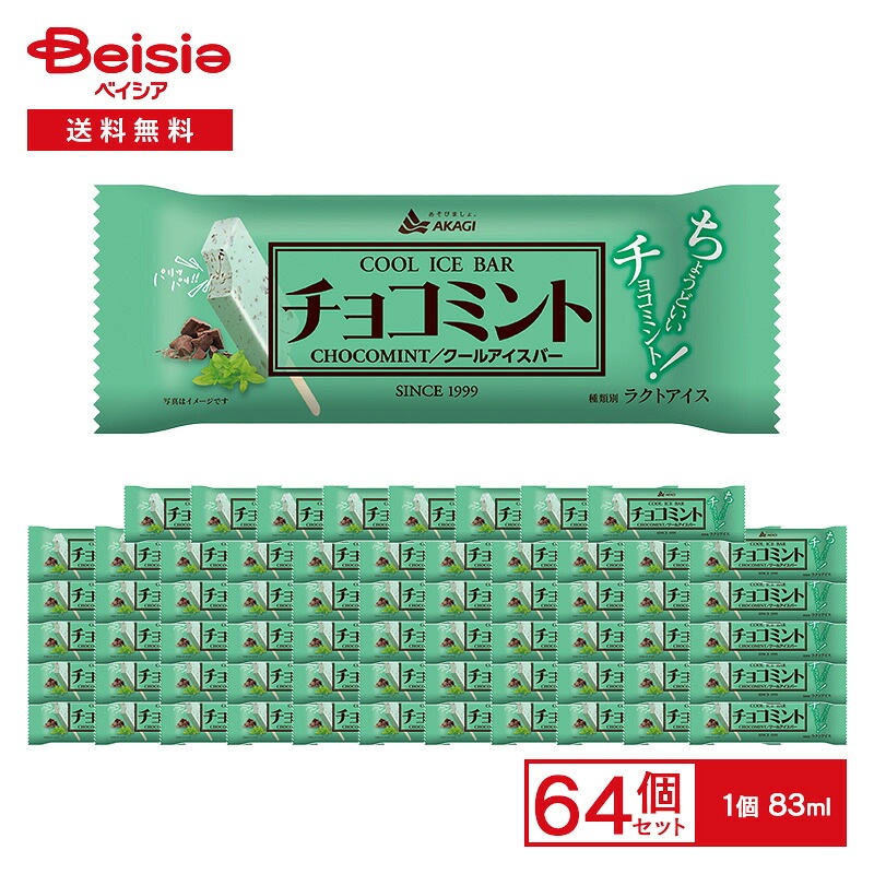 赤城乳業 チョコミント クールアイスバー 83ml×64本 アイス チョコミント ミントアイス チョコチップ アイスバー 爽快感 夏 まとめ買い ケース 業務用