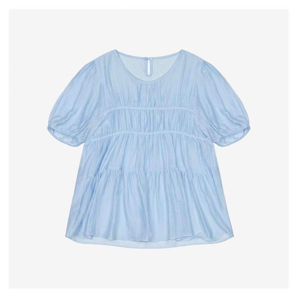 (イザベイ) テンセルラウンドネックシャーリング半袖ブラウス (VKBAE2448) 5,262円