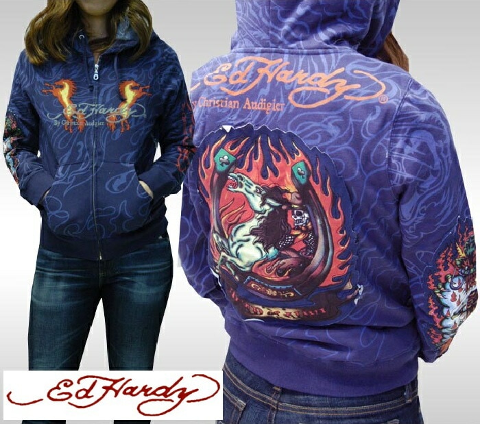 セール エドハーディー レディース パーカー 200種類の品揃え スペシャリティー Ed Hardy DEAD OR ALIVE ネイビー エドハーディー 正規品 LAセレブ 着用 ファッシ
