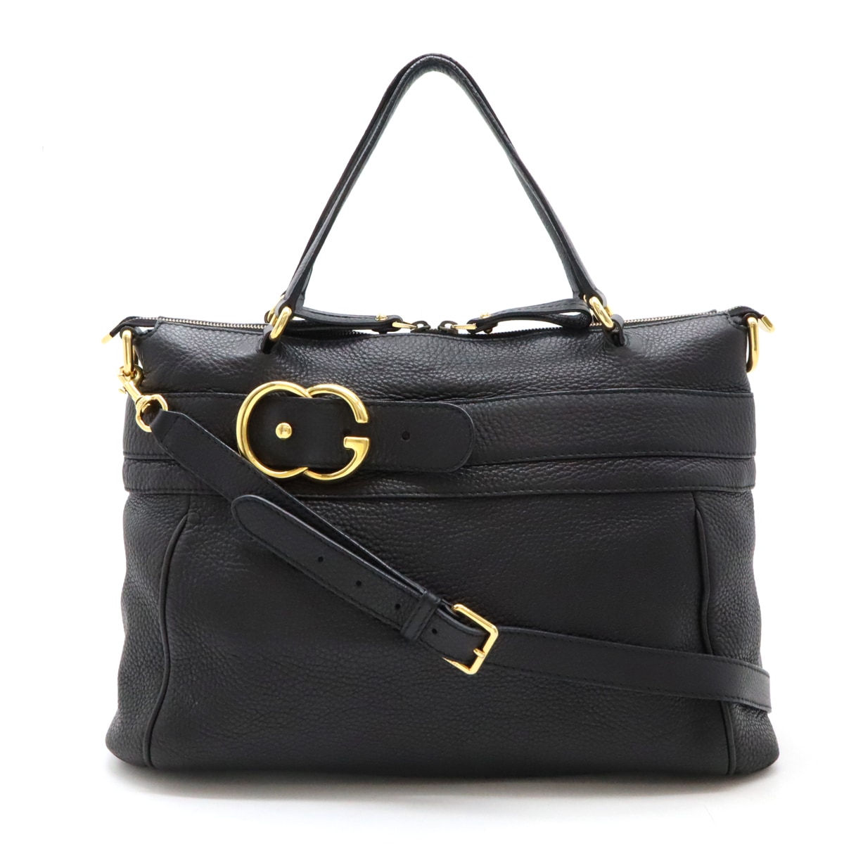 GG ライド トートバッグ 2WAY ショルダーバッグ 斜め掛け レザー ブラック 黒 ゴールド金具 26996
