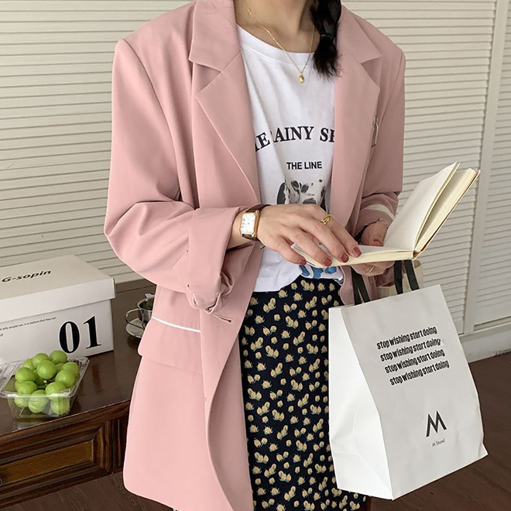 [JK_H0727_1] ファスナー テーラード カラー スリーボタン スーツ 女性用長袖 シングル ジャケット