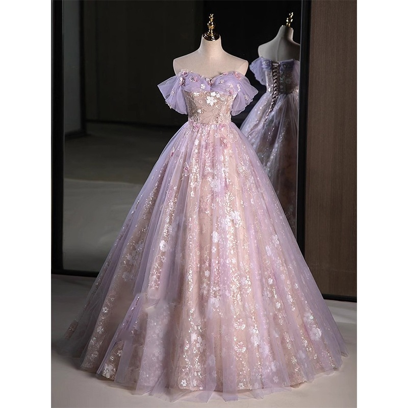 入学式 パーティードレス 通気性 ミディアムドレス 卒業式ドレス 結婚式ドレス イブニングドレス女性声楽試験受験生成人式紫色の逃亡プリンセス婚約乾杯花嫁