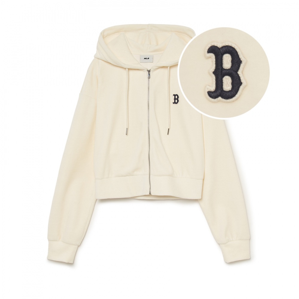 MLBレディースベーシックベルベットクロップフード集業BOS（D.Cream）