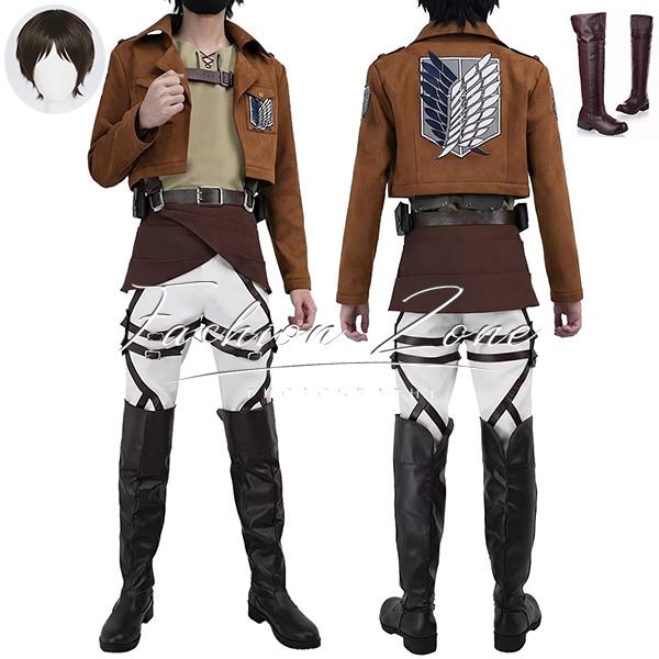 進撃の巨人 風 エレンイェーガー 調査兵団 コスプレ衣装 ウィッグ 靴 cosplay ハロウィン 演出服 変装